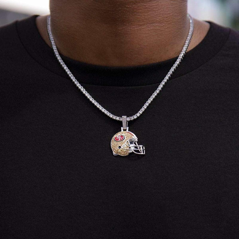 GLD Officially Licensed NFL Sports Team Helmet Pendant - Gold Plated Iced Out Football Necklace Charm - Image 2